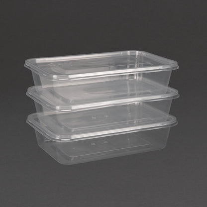 "Fiesta Recyclable Plastic Microwavable Containers with Lid Small 500ml (250 Pack)" (Capacity: 500ml (18oz) | Pack quantity: 250) • PAS-DM181