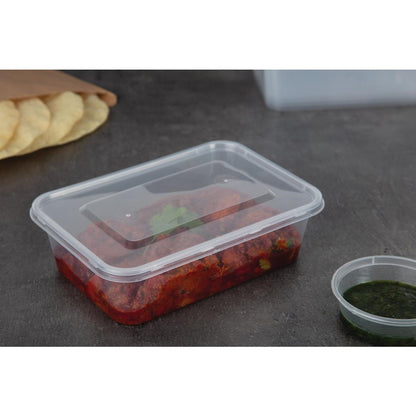 Fiesta Recyclable Plastic Microwavable Containers with Lid Medium 650ml (250 Pack) (Capacity: 650ml (23oz) | Pack quantity: 250) • PAS-DM182