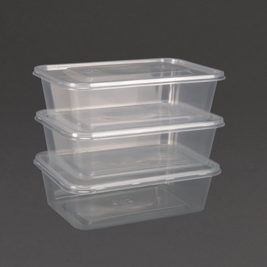 Fiesta Recyclable Plastic Microwavable Containers with Lid Medium 650ml (250 Pack) (Capacity: 650ml (23oz) | Pack quantity: 250) • PAS-DM182