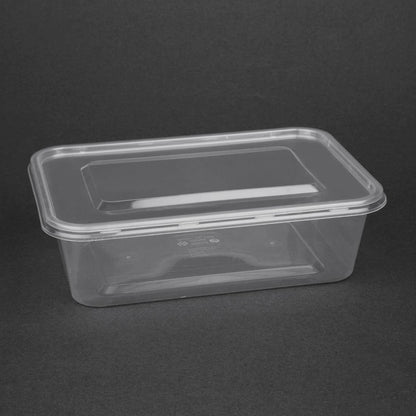 Fiesta Recyclable Plastic Microwavable Containers with Lid Medium 650ml (250 Pack) (Capacity: 650ml (23oz) | Pack quantity: 250) • PAS-DM182