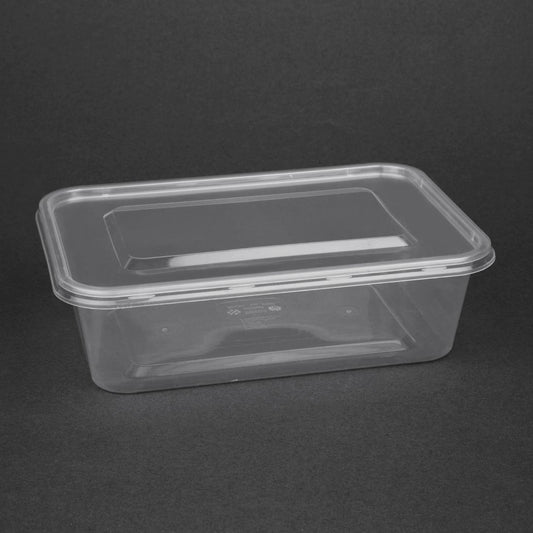 "Fiesta Recyclable Plastic Microwavable Containers with Lid Medium 650ml (250 Pack)" (Capacity: 650ml (23oz) | Pack quantity: 250) • PAS-DM182