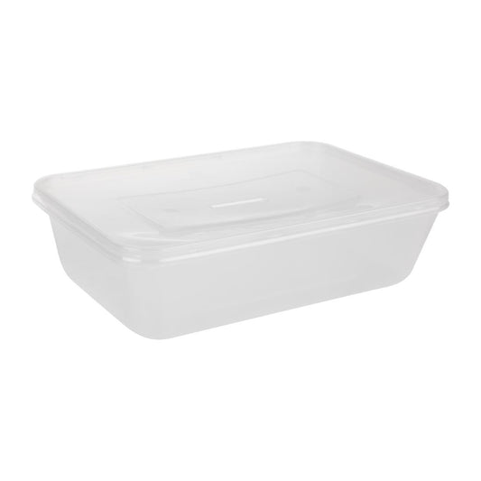 "Fiesta Recyclable Plastic Microwavable Containers with Lid Medium 650ml (250 Pack)" (Capacity: 650ml (23oz) | Pack quantity: 250) • PAS-DM182