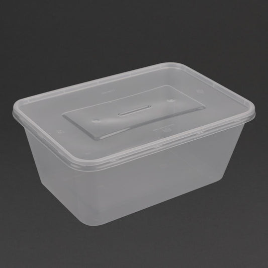 "Fiesta Recyclable Plastic Microwavable Containers with Lid Large 1000ml (250 Pack)" (Capacity: 1000ml (35oz) | Pack quantity: 250) • PAS-DM183