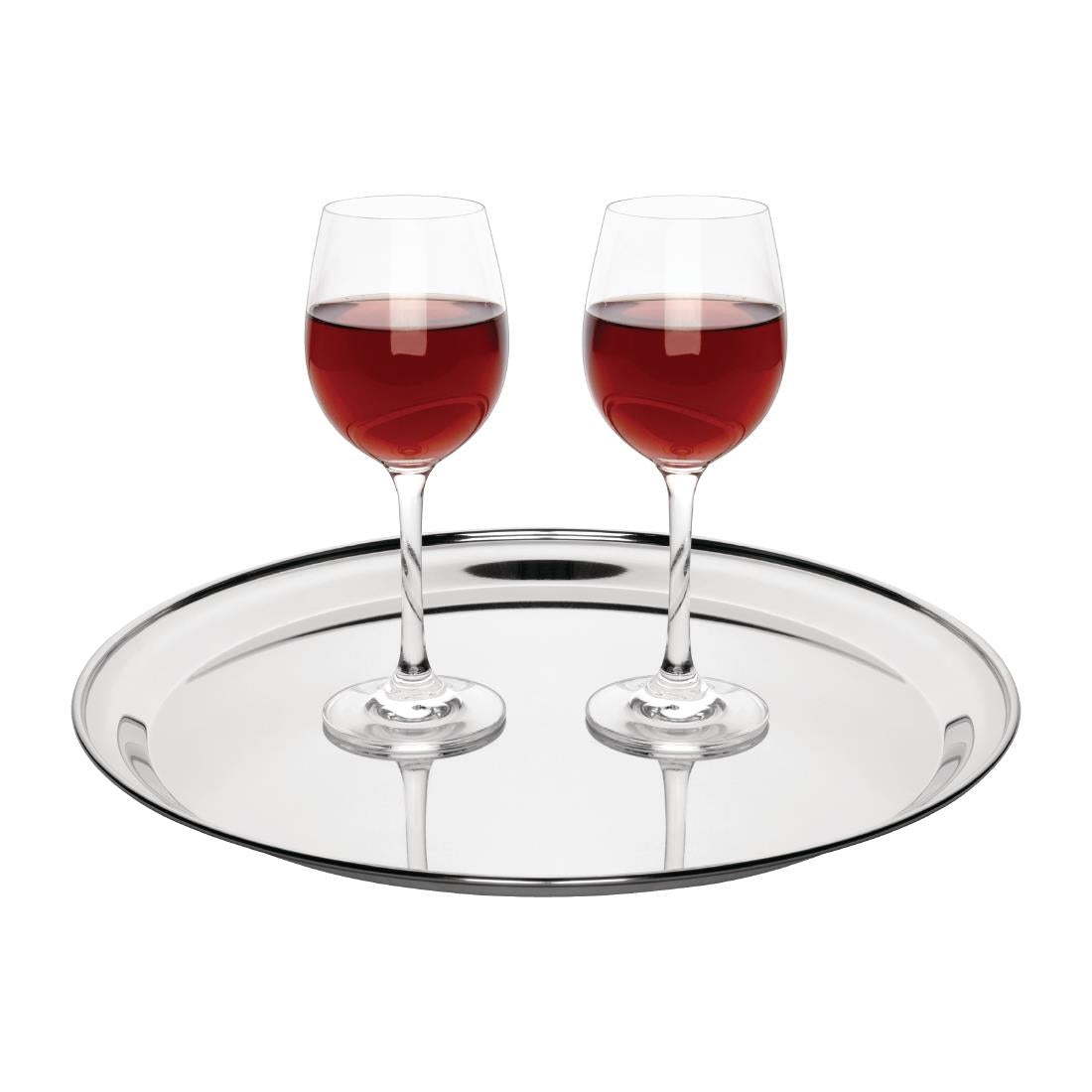 Olympia Stainless Steel Round Serving Tray 355mm • PAS-DM193