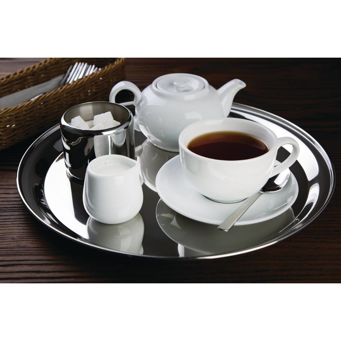 Olympia Stainless Steel Round Serving Tray 355mm • PAS-DM193