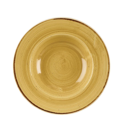 Churchill Stonecast Round Wide Rim Bowl Mustard Seed Yellow 240mm • PAS-DM469