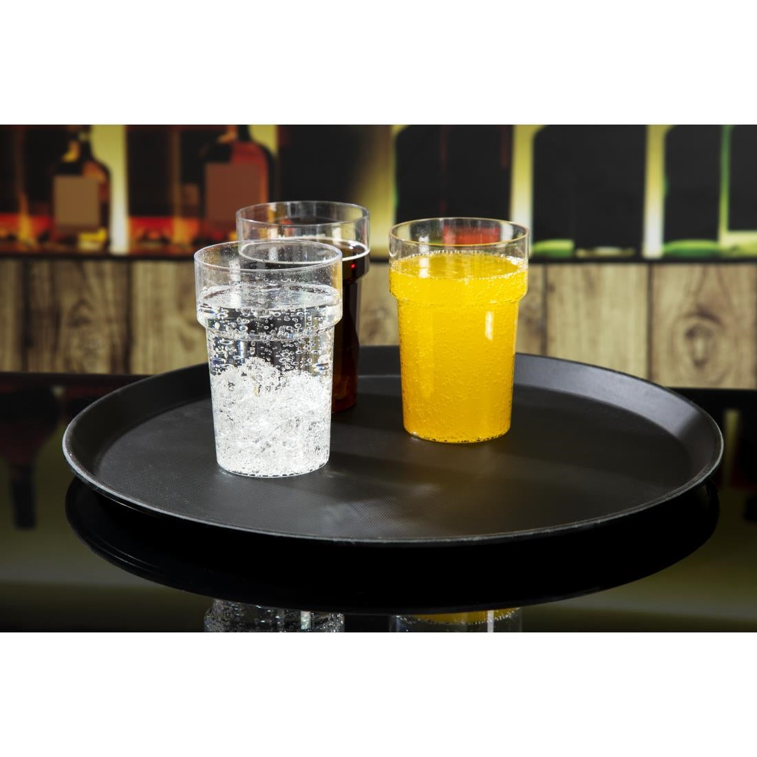 Cambro Camtread Non-Slip Round Tray - Black - 405mm • PAS-DM782
