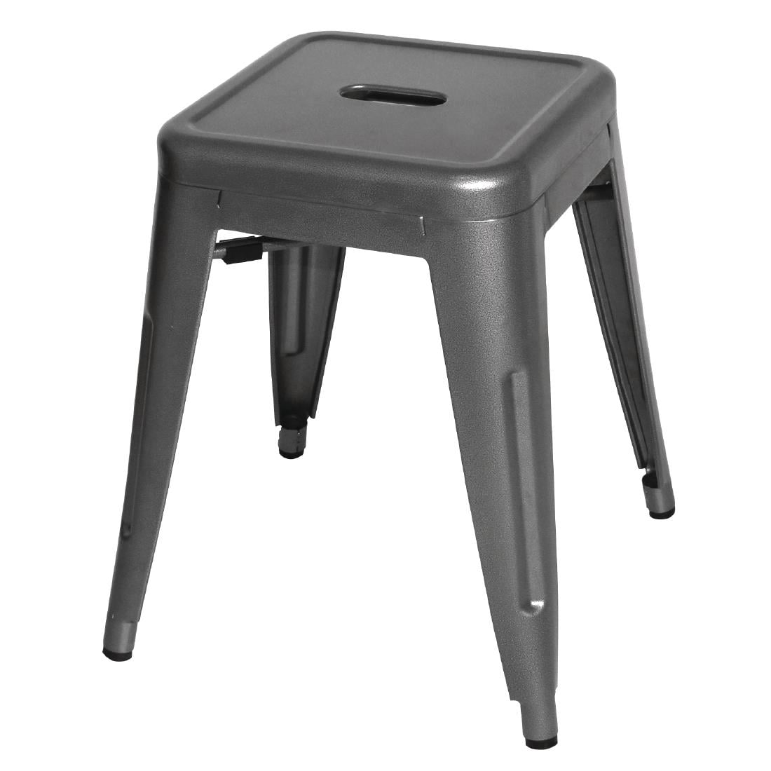 Bolero Bistro Metal Low Bar Stool Gun Metal Grey (4 Pack) • PAS-DM933