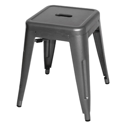 Bolero Bistro Metal Low Bar Stool Gun Metal Grey (4 Pack) • PAS-DM933