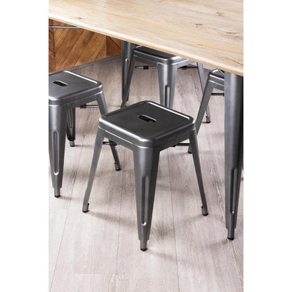 Bolero Bistro Metal Low Bar Stool Gun Metal Grey (4 Pack) • PAS-DM933