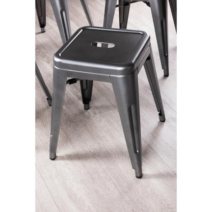 Bolero Bistro Metal Low Bar Stool Gun Metal Grey (4 Pack) • PAS-DM933