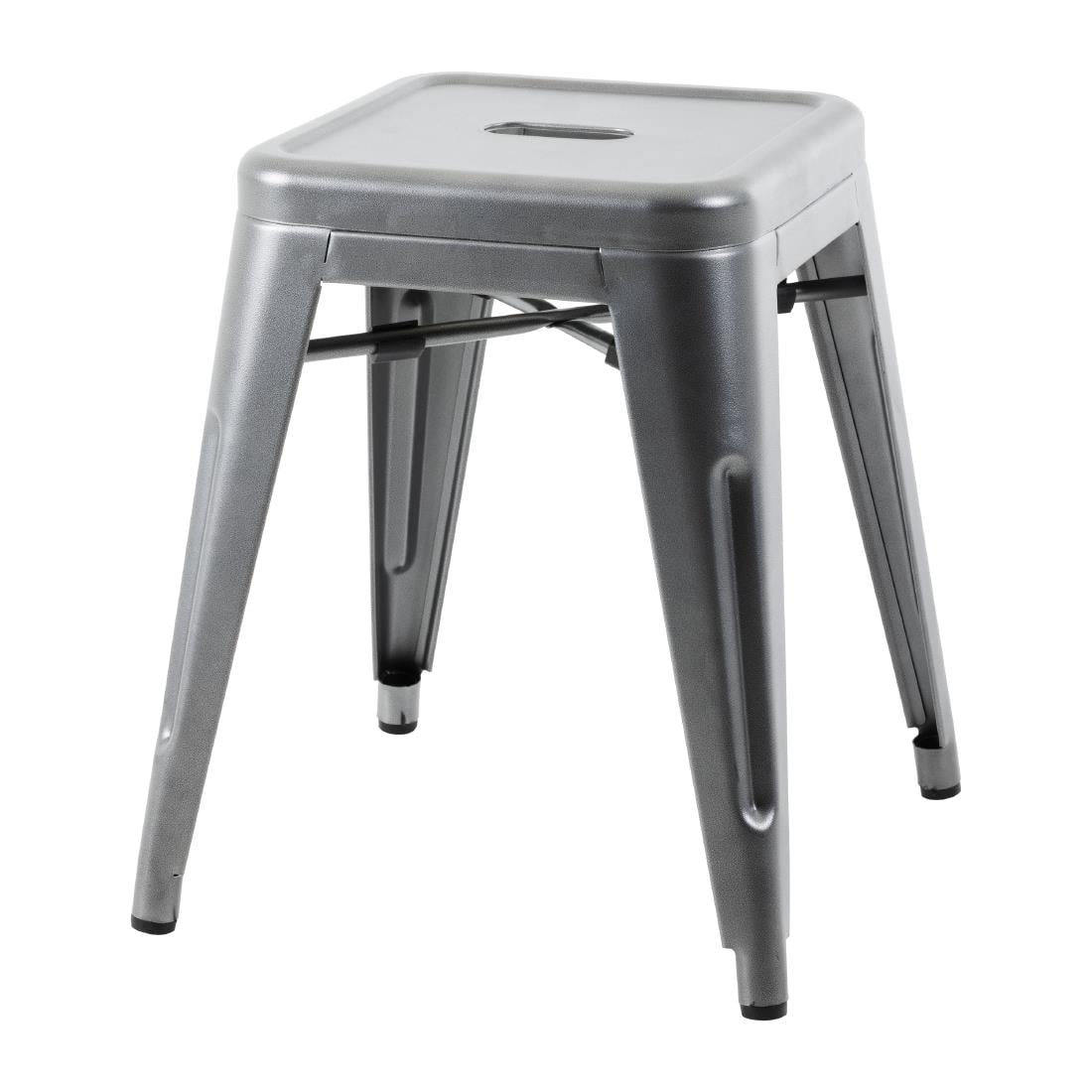 Bolero Bistro Metal Low Bar Stool Gun Metal Grey (4 Pack) • PAS-DM933