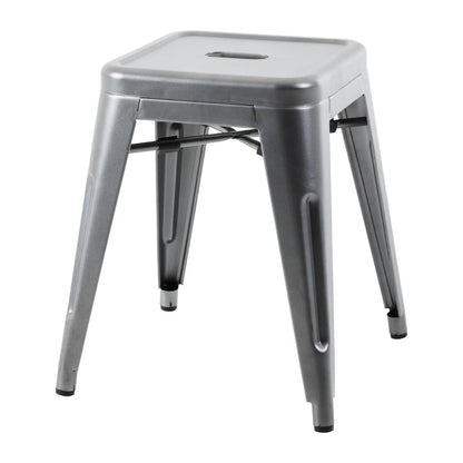 Bolero Bistro Metal Low Bar Stool Gun Metal Grey (4 Pack) • PAS-DM933