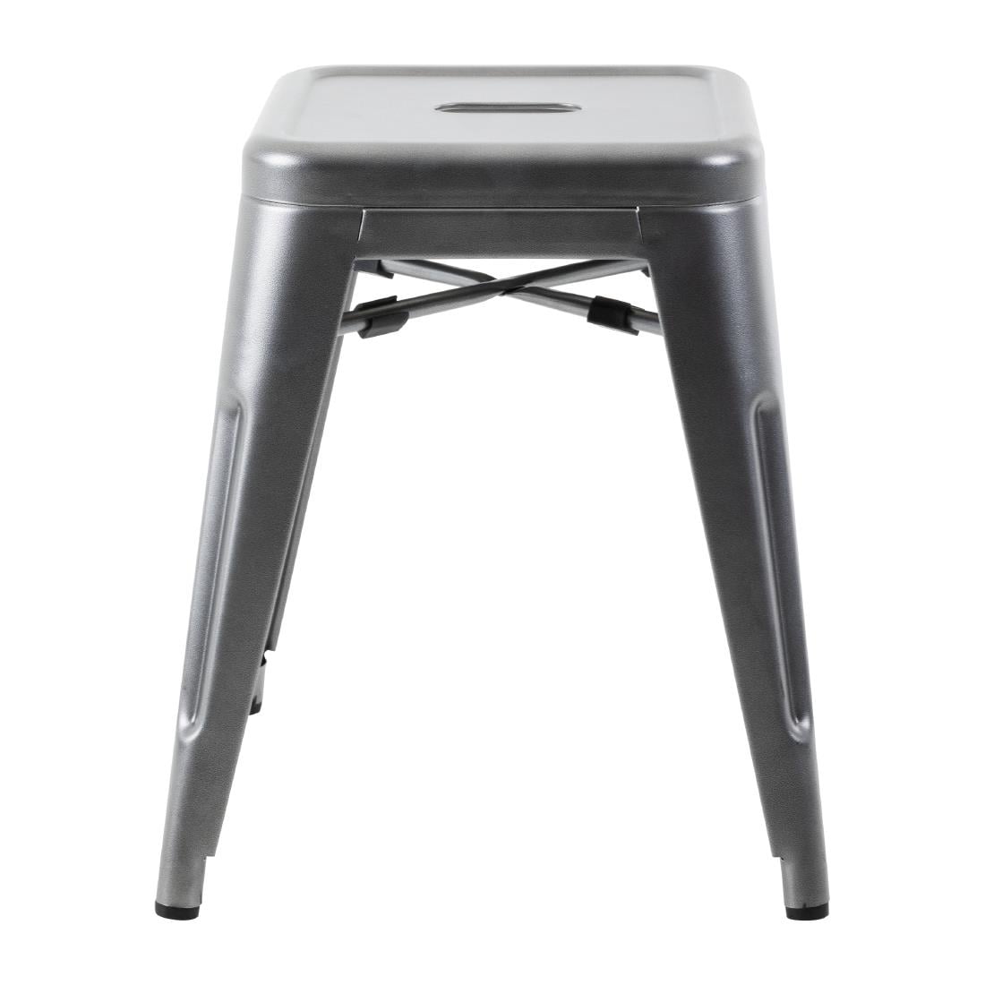 Bolero Bistro Metal Low Bar Stool Gun Metal Grey (4 Pack) • PAS-DM933