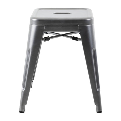 Bolero Bistro Metal Low Bar Stool Gun Metal Grey (4 Pack) • PAS-DM933