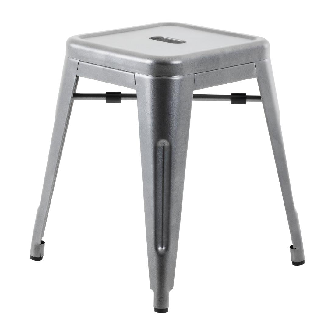 Bolero Bistro Metal Low Bar Stool Gun Metal Grey (4 Pack) • PAS-DM933