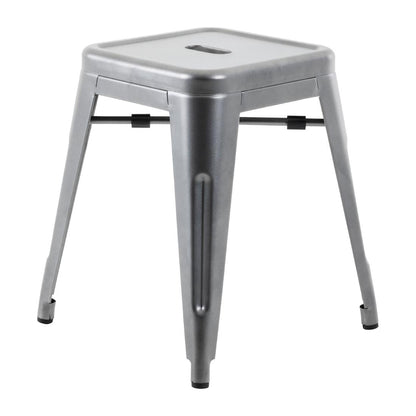 Bolero Bistro Metal Low Bar Stool Gun Metal Grey (4 Pack) • PAS-DM933