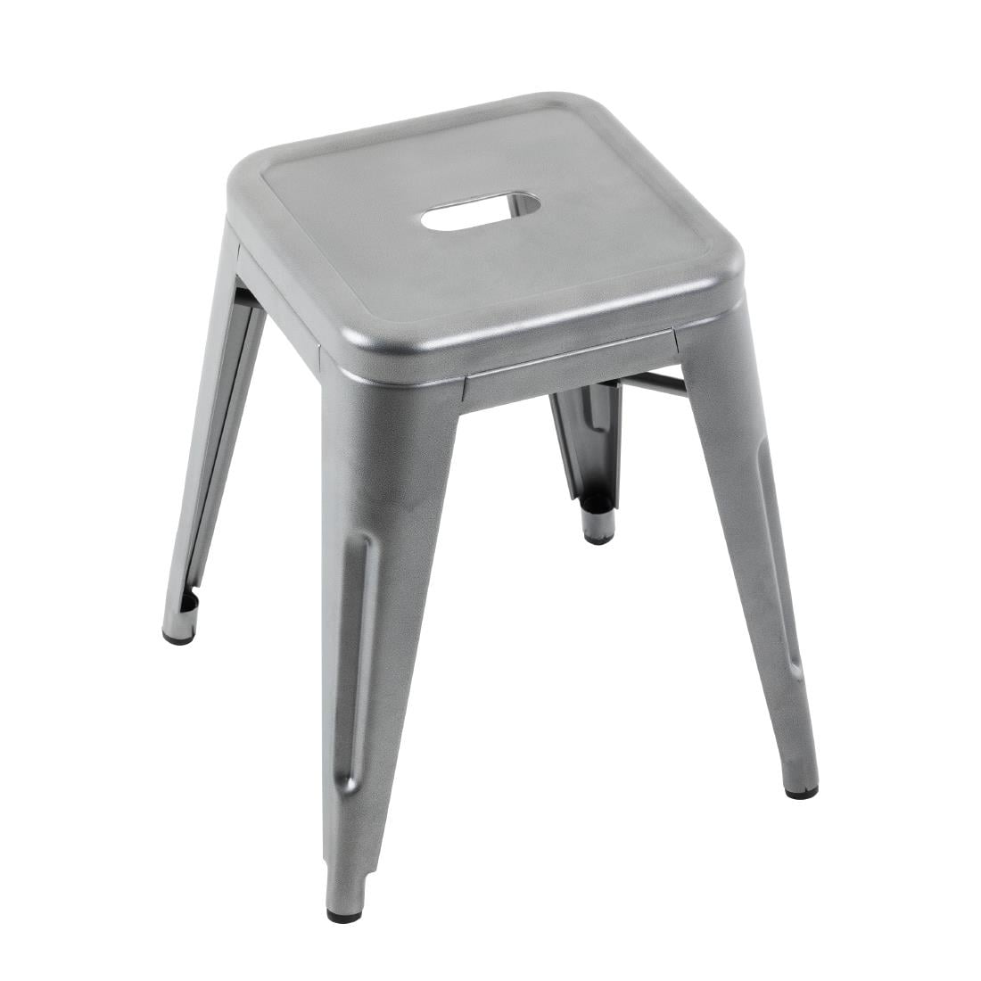 Bolero Bistro Metal Low Bar Stool Gun Metal Grey (4 Pack) • PAS-DM933