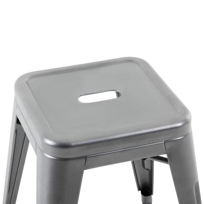 Bolero Bistro Metal Low Bar Stool Gun Metal Grey (4 Pack) • PAS-DM933