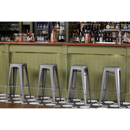 Bolero Bistro Metal High Bar Stool Gun Metal Grey (Pack of 4) • PAS-DM934