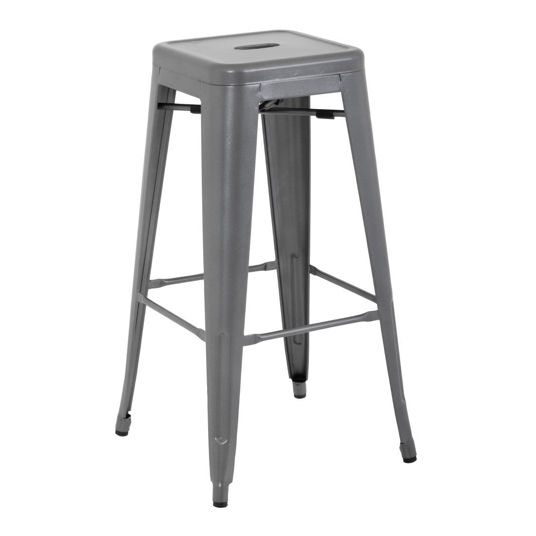 Bolero Bistro Metal High Bar Stool Gun Metal Grey (Pack of 4) • PAS-DM934