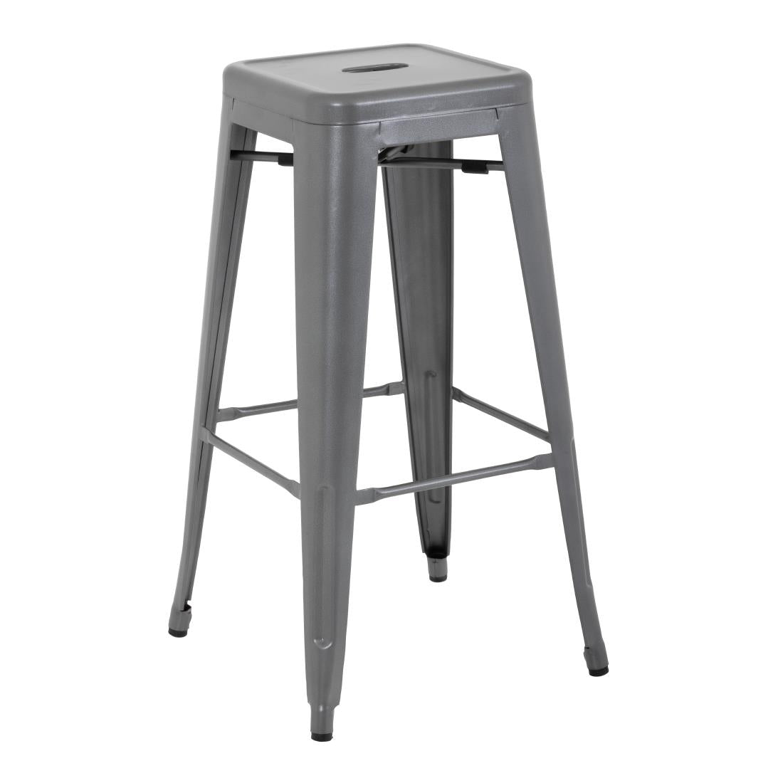 Bolero Bistro Metal High Bar Stool Gun Metal Grey (4 Pack) • PAS-DM934