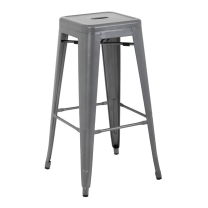 Bolero Bistro Metal High Bar Stool Gun Metal Grey (4 Pack) • PAS-DM934