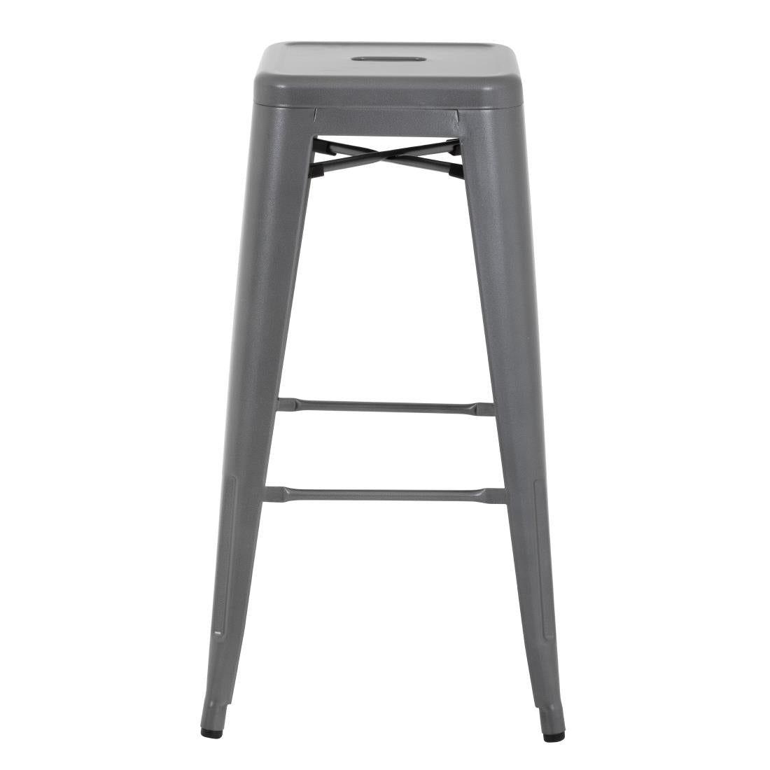 Bolero Bistro Metal High Bar Stool Gun Metal Grey (Pack of 4) • PAS-DM934