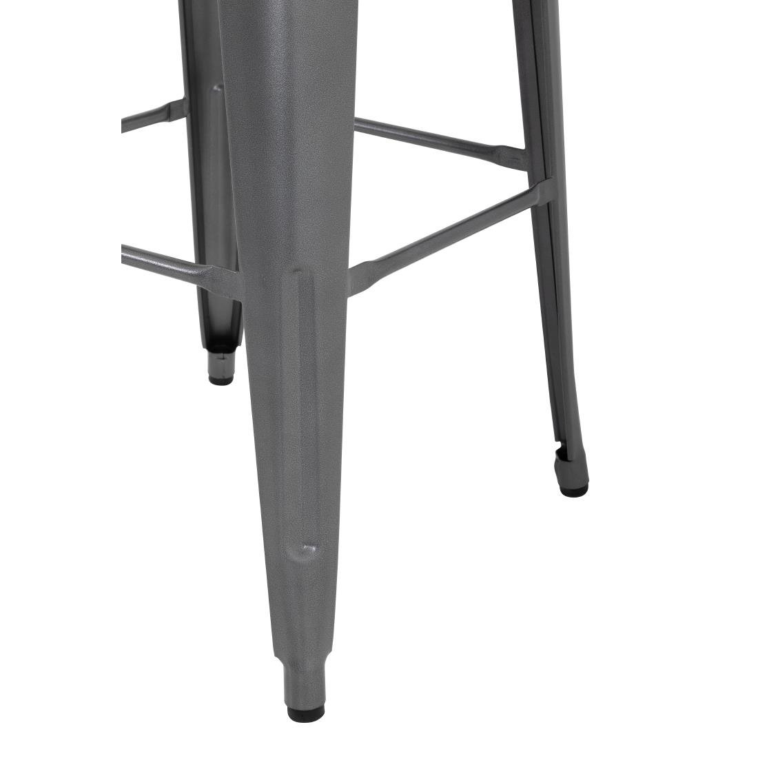 Bolero Bistro Metal High Bar Stool Gun Metal Grey (Pack of 4) • PAS-DM934