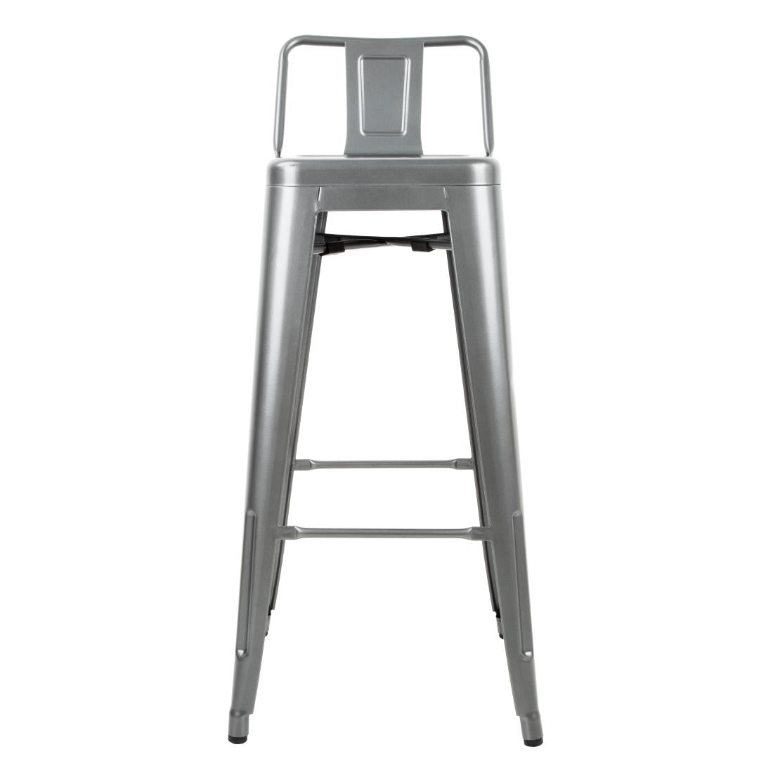Bolero High Metal Bar Stools with Back Rests Gun Metal Grey (4 Pack) (Pack of 4) • PAS-DM935