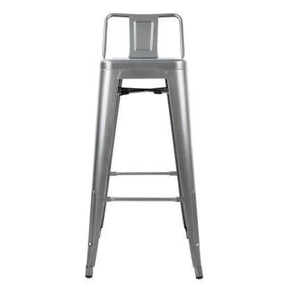 Bolero High Metal Bar Stools with Back Rests Gun Metal Grey (4 Pack) (Pack of 4) • PAS-DM935