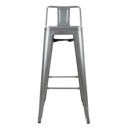 Bolero High Metal Bar Stools with Back Rests Gun Metal Grey (Pack of 4) • PAS-DM935