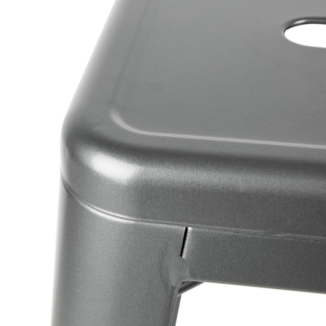Bolero High Metal Bar Stools with Back Rests Gun Metal Grey (4 Pack) (Pack of 4) • PAS-DM935