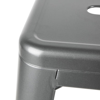 Bolero High Metal Bar Stools with Back Rests Gun Metal Grey (4 Pack) (Pack of 4) • PAS-DM935