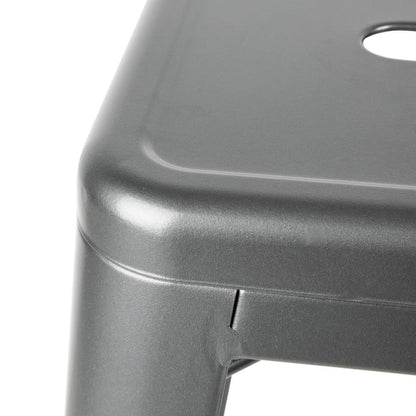 Bolero High Metal Bar Stools with Back Rests Gun Metal Grey (4 Pack) • PAS-DM935