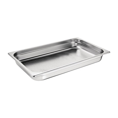 Vogue Perforated Stainless Steel Gastronorm Tray 1/1 - 65mm deep • PAS-DN701