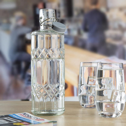 Olympia Geo Glass Water Bottles with Stoppers 1Ltr (6 Pack) • PAS-DN816