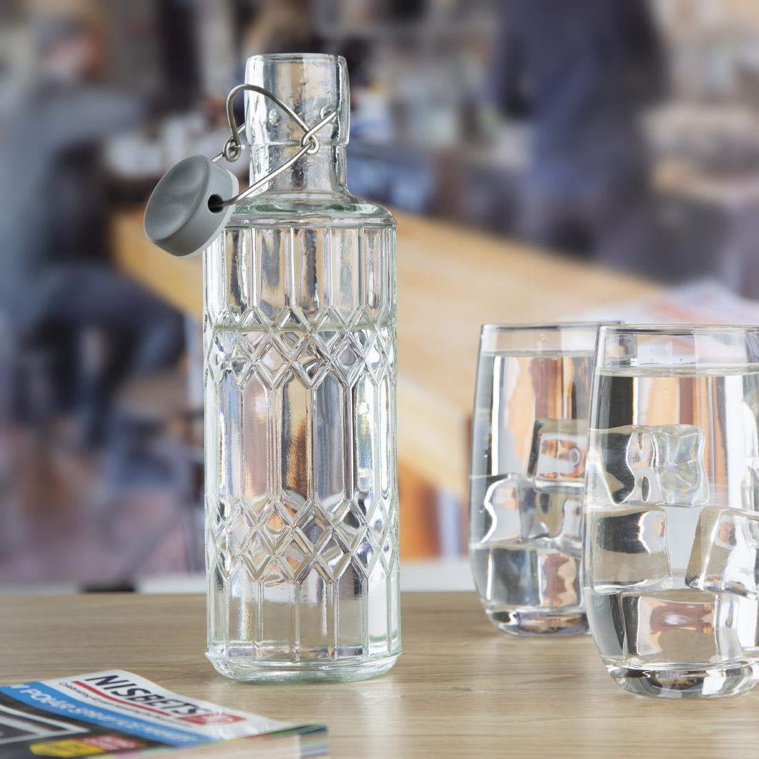 Olympia Geo Glass Water Bottle with Stopper - 640ml (Box 6) • PAS-DN817