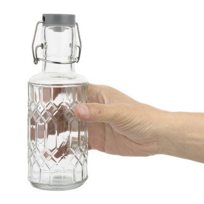 Olympia Geo Glass Water Bottle with Stopper 380ml (6 Pack) (Pack of 6) • PAS-DN818