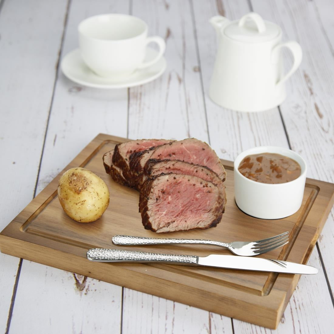 "Olympia Acacia Steak Board 310x240mm With 70mm Recess" • PAS-DP139