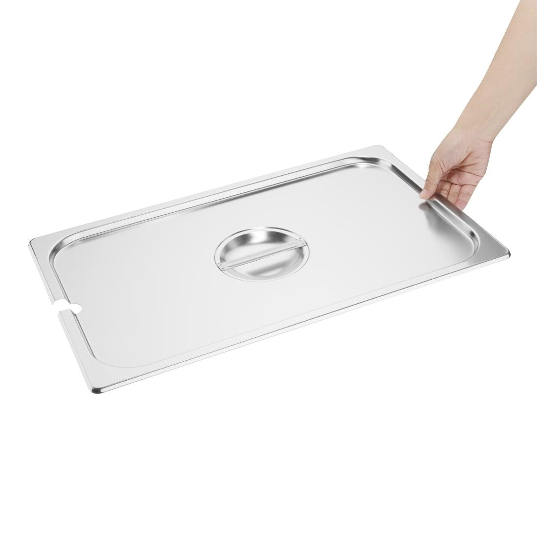 Vogue Stainless Steel GN Notched Lid - 1/1 • PAS-DP250