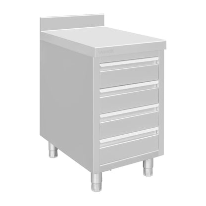 Vogue Stainless Steel 4 Drawer Workstation with 100mm Upstand (Material: 430 Stainless Steel. 900(H)x500(W)x700(D)mm) • PAS-DP276