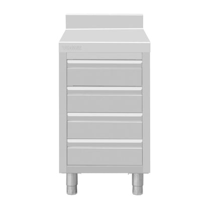 Vogue Stainless Steel 4 Drawer Workstation with 100mm Upstand (Material: 430 Stainless Steel. 900(H)x500(W)x700(D)mm) • PAS-DP276