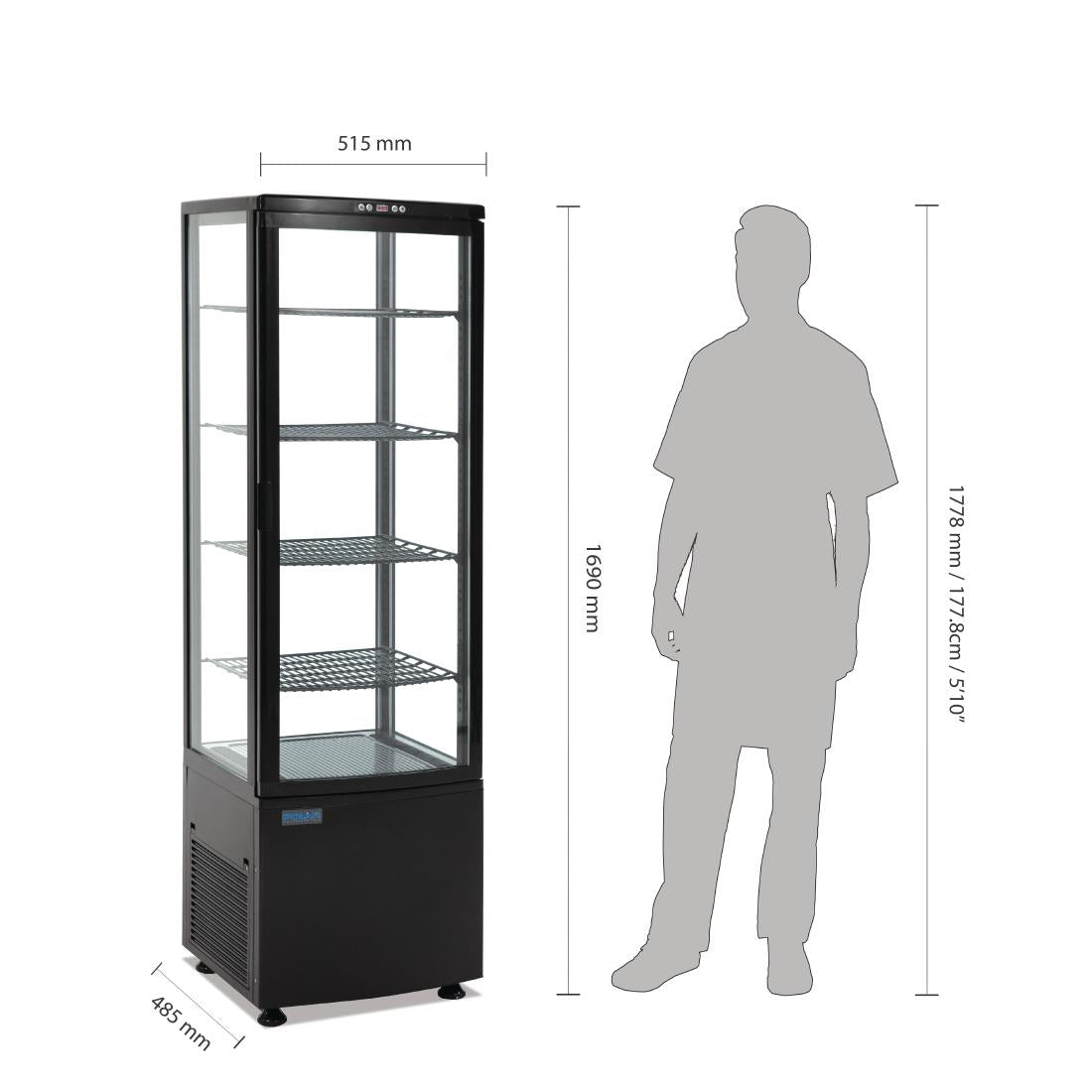 Polar C-Series Curved Door Display Fridge 235Ltr Black • PAS-DP289-A