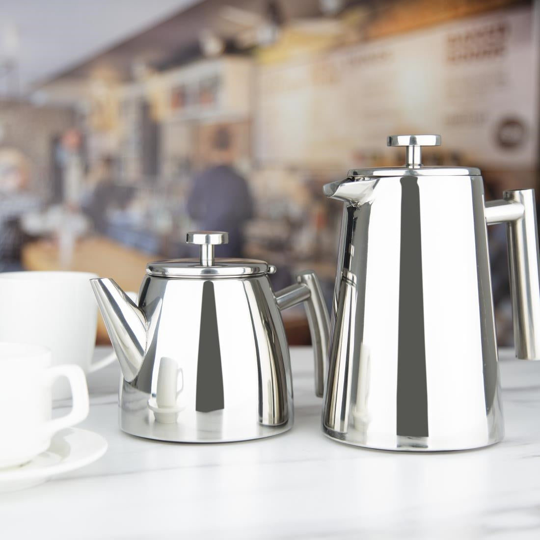 Olympia Conical Insulated Stainless Steel Teapot with Filter 600ml • PAS-DP601