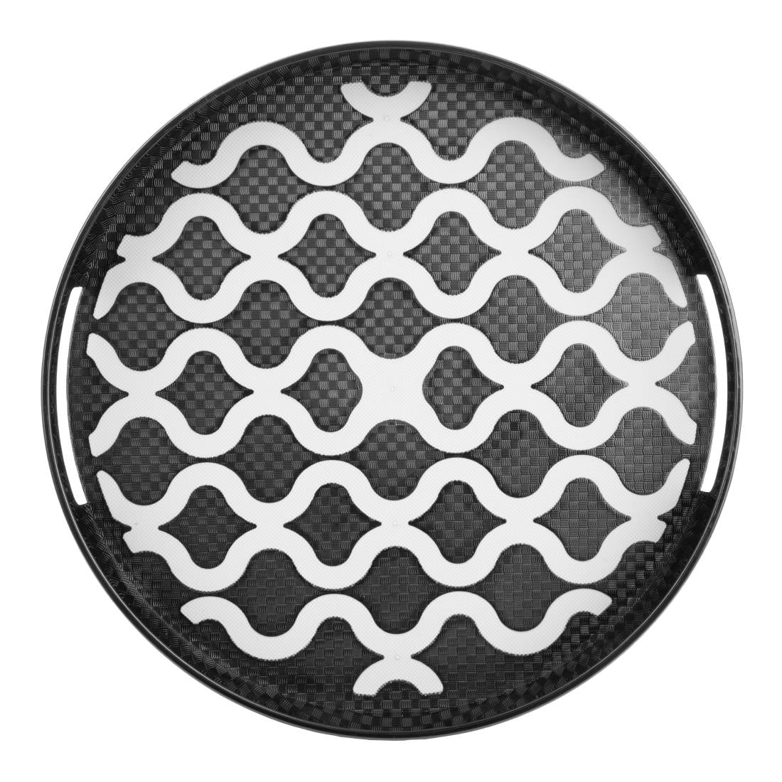Olympia Kristallon PC Round Non Slip Tray with Handles 300mm • PAS-DP664