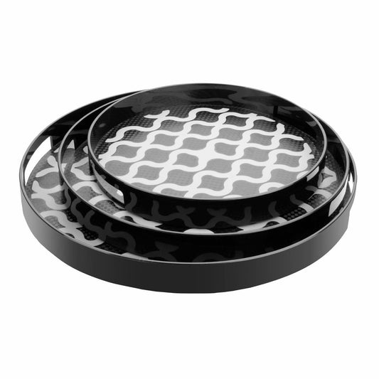 Olympia Kristallon PC Round Non Slip Tray With Handles 355mm (355(Ø)x42(H)mm) • PAS-DP665