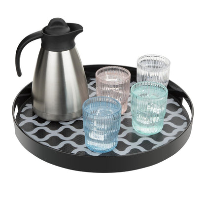 Olympia Kristallon PC Round Non Slip Tray With Handles 405mm • PAS-DP666