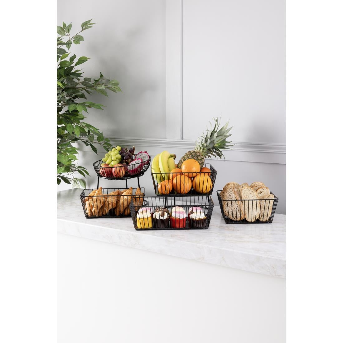 Olympia Non-Slip Multi-Round Riser Black Wire 230x260x100mm (230(Ø)x100(H)mm | For use with plates & platters wider than 230mm & 260mm) • PAS-HY985