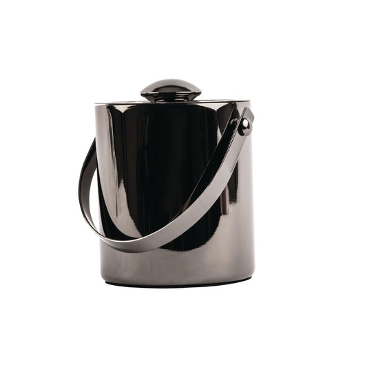 Olympia Double Walled Ice Bucket with Lid 1Ltr Gunmetal (Size: 154(H) x 118(Ø)mm / 6x4.6") • PAS-DR742